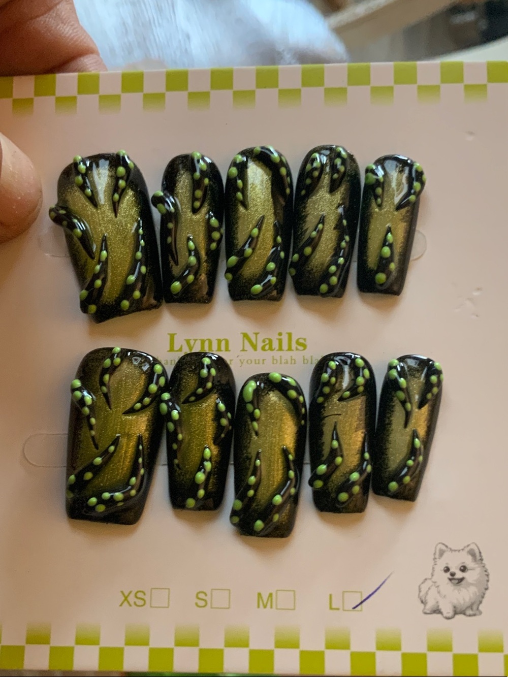 Premium Custom Made 3D L 2.5” COFFIN NEON GREEN & BLACK 3D TENTACLES